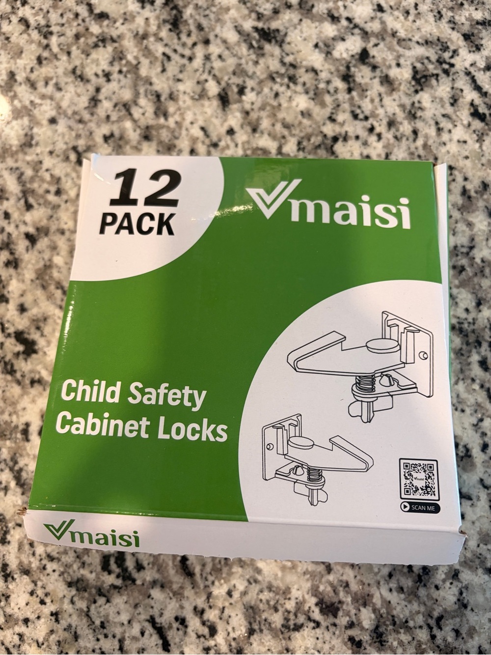 Vmaisi Child Safety Cabinet Locks - Green & White Box (12 Pack)